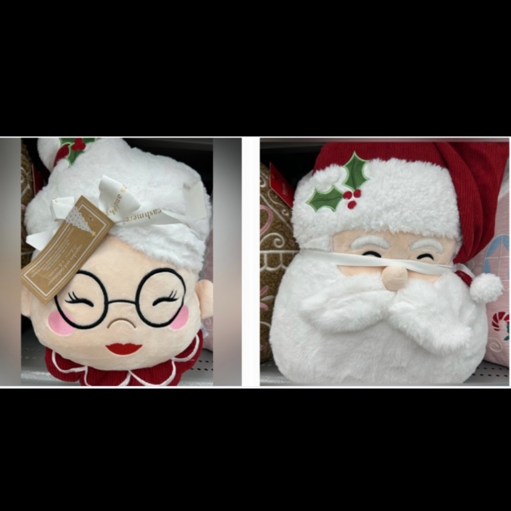 cupcakes & cashmere - Santa & Mrs Claus Holiday Pillow set - Red and White